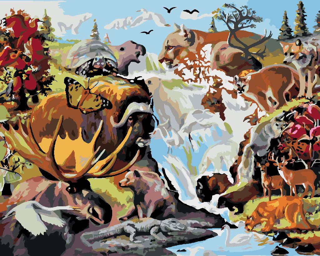 zuty Malování podle čísel - ZVÍŘATA SCHOVANÉ V OBRAZE (D. RUSTY RUST) - Rozměr: 40x50 cm, Rámování: Varianta: vypnuté plátno na rám - obrázek 3