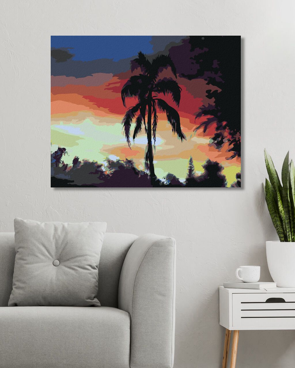 zuty Malování podle čísel - PALMA A ZÁPAD SLUNCE (D. RUSTY RUST) - Rozměr: 40x50 cm, Rámování: Varianta: bez rámu a bez vypnutí plátna - obrázek 3