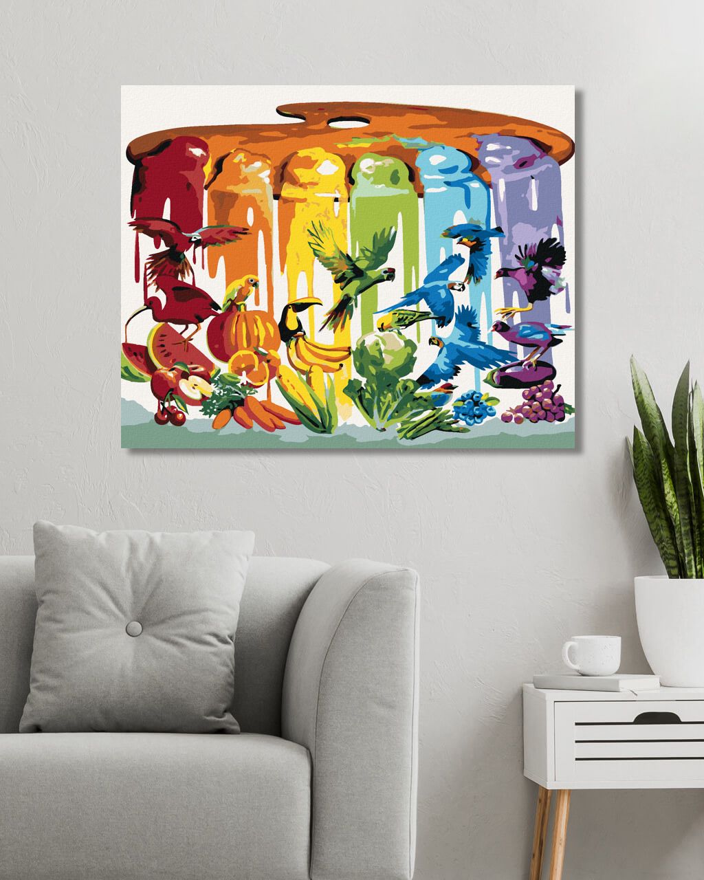zuty Malování podle čísel - BARVY DUHY, PTÁCI, OVOCE A ZELENINA (D. RUSTY RUST) - Rozměr: 40x50 cm, Rámování: Varianta: bez rámu a bez vypnutí plátna - obrázek 4