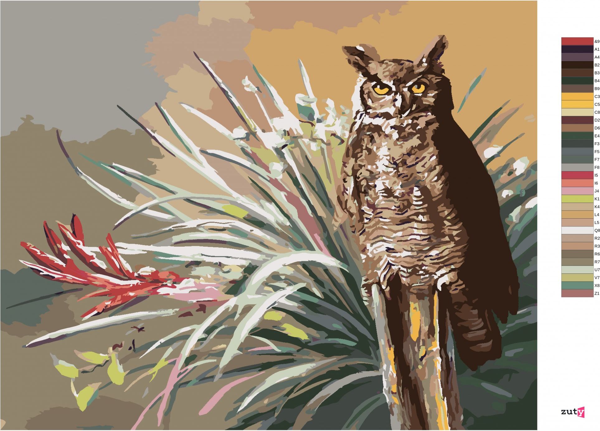 zuty Malování podle čísel - SOVA A LISTY (D. RUSTY RUST) - Rozměr: 40x50 cm, Rámování: Varianta: vypnuté plátno na rám - obrázek 5