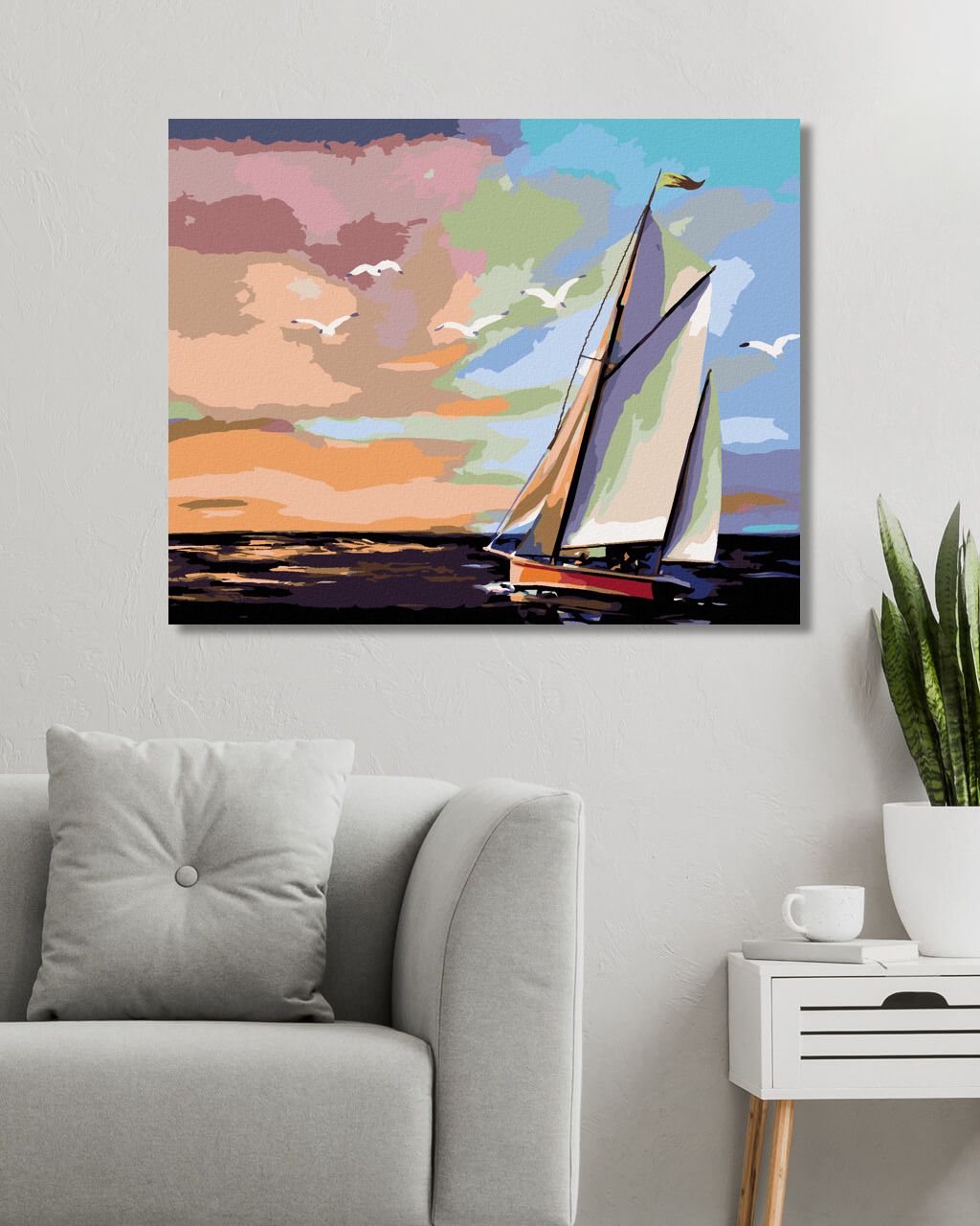 zuty Malování podle čísel - PLACHETNICE A BAREVNÝ ZÁPAD SLUNCE (D. RUSTY RUST) - Rozměr: 40x50 cm, Rámování: Varianta: vypnuté plátno na rám - obrázek 3