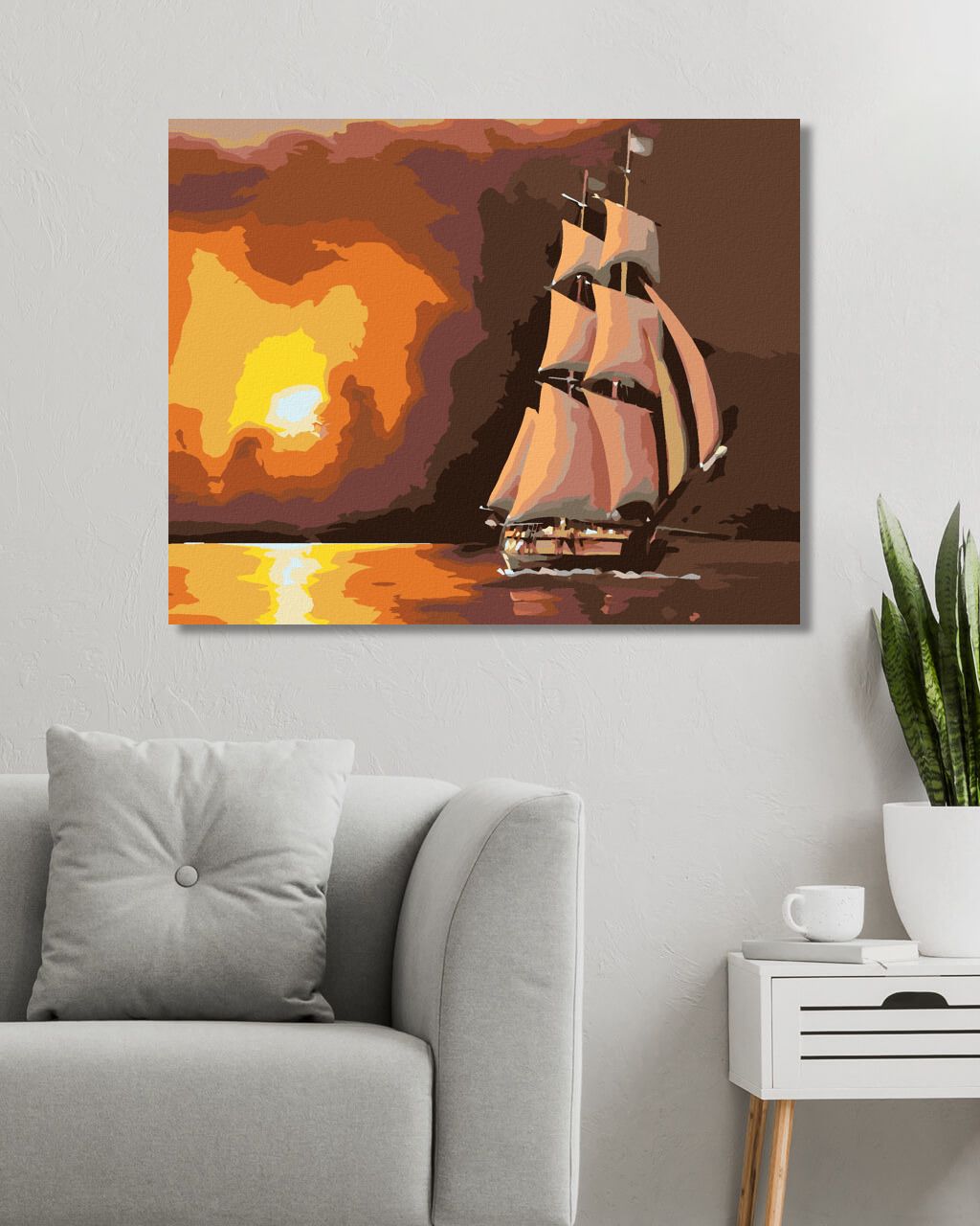 zuty Malování podle čísel - PLACHETNICE A RUDÝ ZÁPAD SLUNCE (D. RUSTY RUST) - Rozměr: 40x50 cm, Rámování: Varianta: bez rámu a bez vypnutí plátna - obrázek 2