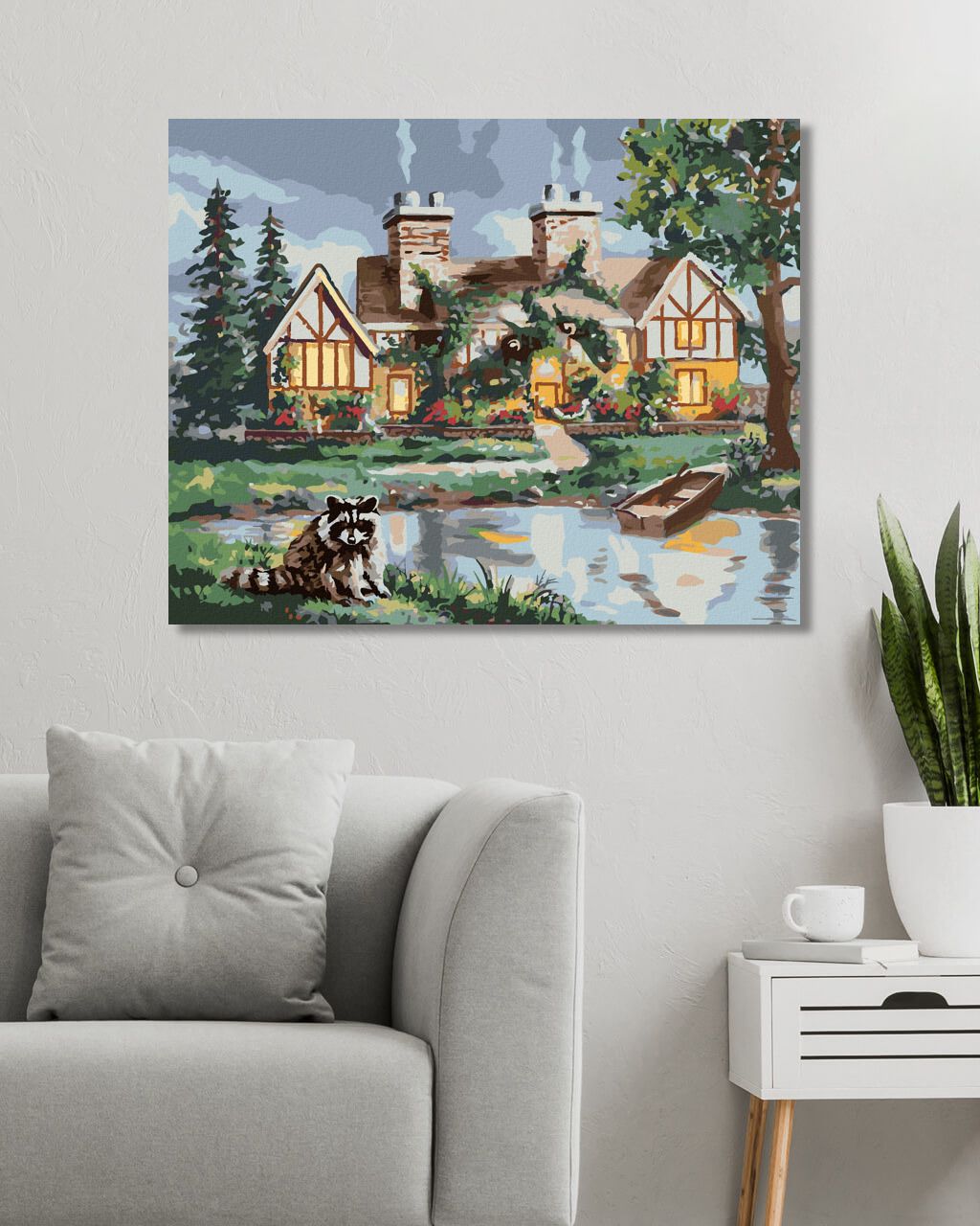 zuty Malování podle čísel - MÝVAL, LOĎKA A DŮM (D. RUSTY RUST) - Rozměr: 40x50 cm, Rámování: Varianta: vypnuté plátno na rám - obrázek 4