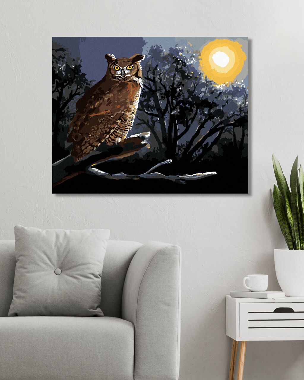 zuty Malování podle čísel - SOVA SEDÍCÍ NA VĚTVI V NOCI (D. RUSTY RUST) - Rozměr: 40x50 cm, Rámování: Varianta: bez rámu a bez vypnutí plátna - obrázek 7
