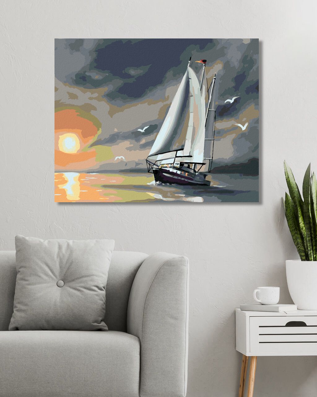 zuty Malování podle čísel - PLACHETNICE, RACCI A ZÁPAD SLUNCE (D. RUSTY RUST) - Rozměr: 40x50 cm, Rámování: Varianta: bez rámu a bez vypnutí plátna - obrázek 3