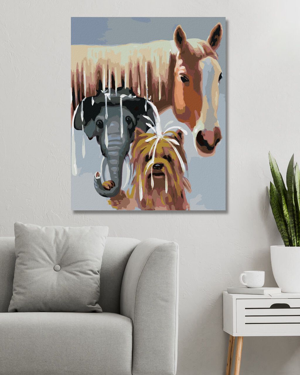 zuty Malování podle čísel - KŮŇ, SLON A PES (D. RUSTY RUST) - Rozměr: 40x50 cm, Rámování: Varianta: bez rámu a bez vypnutí plátna - obrázek 9
