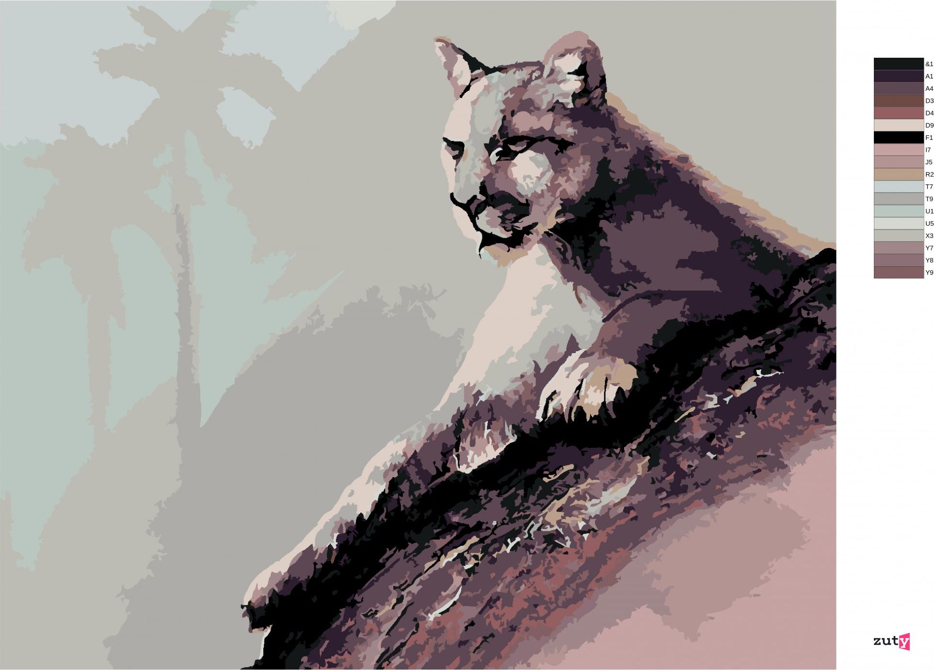 zuty Malování podle čísel - LEŽÍCÍ PUMA (D. RUSTY RUST) - Rozměr: 40x50 cm, Rámování: Varianta: vypnuté plátno na rám - obrázek 7