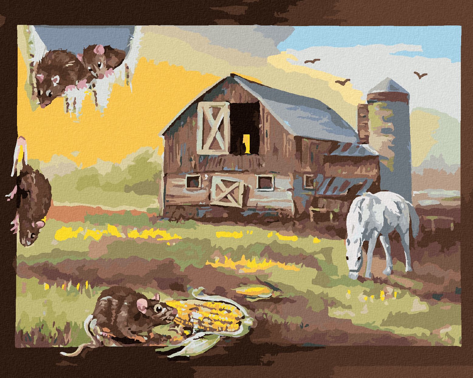 zuty Malování podle čísel - KRYSA V OBRAZU FARMY A KONĚ (D. RUSTY RUST) - Rozměr: 40x50 cm, Rámování: Varianta: vypnuté plátno na rám - obrázek 1
