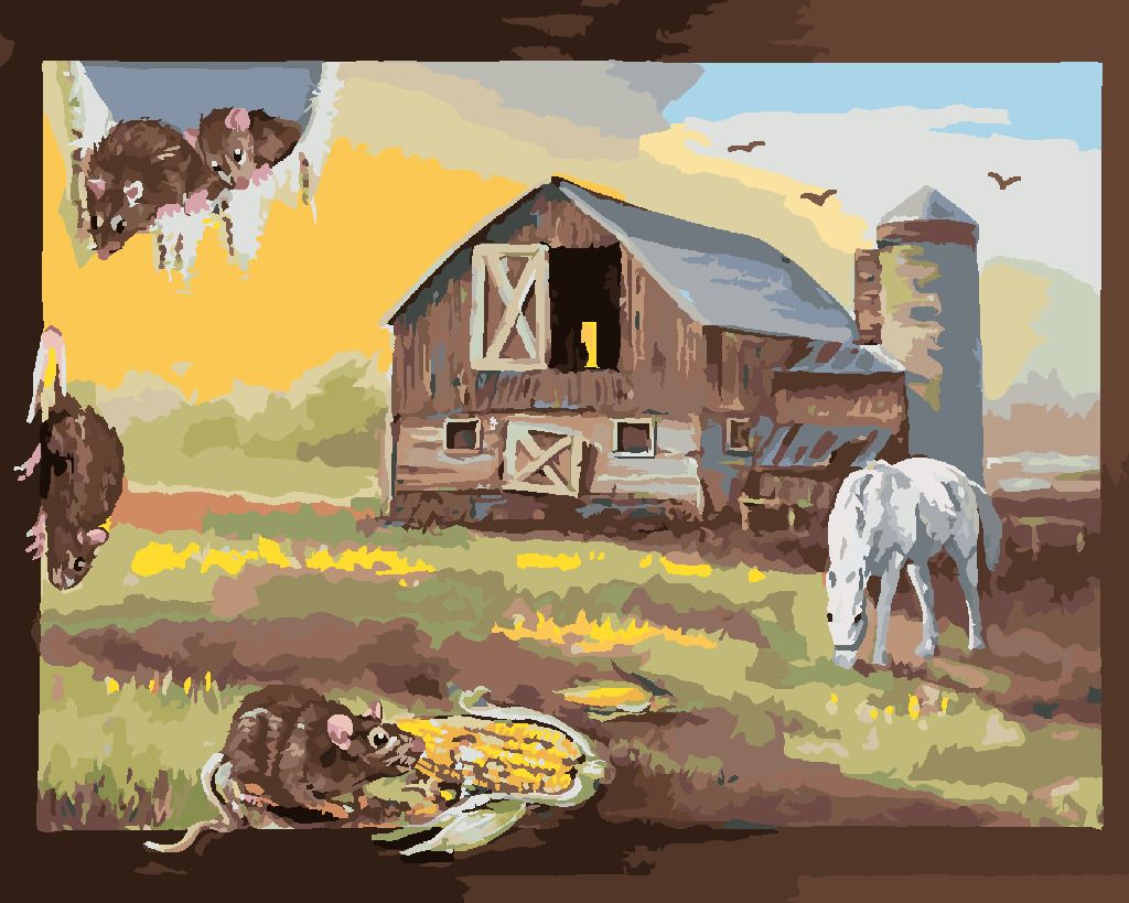 zuty Malování podle čísel - KRYSA V OBRAZU FARMY A KONĚ (D. RUSTY RUST) - Rozměr: 40x50 cm, Rámování: Varianta: vypnuté plátno na rám - obrázek 5