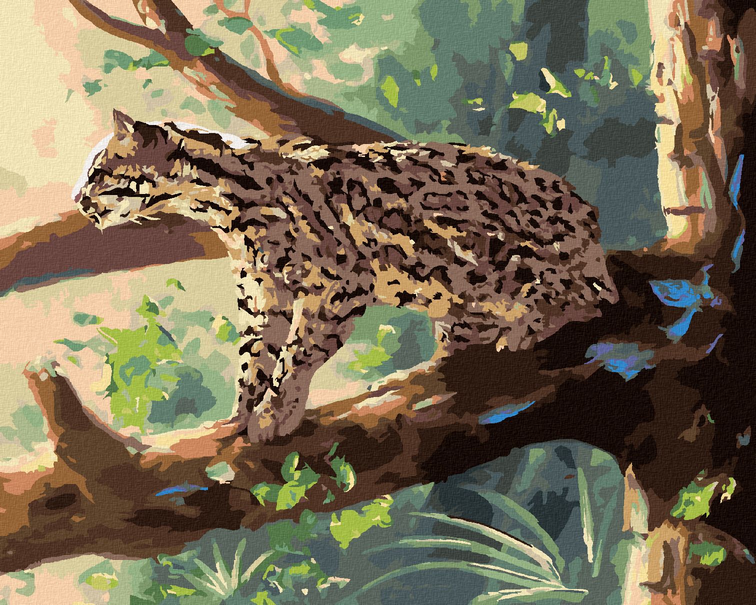 zuty Malování podle čísel - OCELOT SEDÍCÍ NA VĚTVI (D. RUSTY RUST) - Rozměr: 40x50 cm, Rámování: Varianta: bez rámu a bez vypnutí plátna - obrázek 1