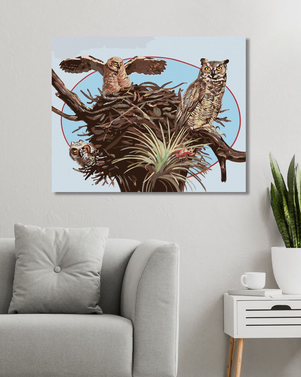 zuty Malování podle čísel - SOVY A HNÍZDO (D. RUSTY RUST) - Rozměr: 40x50 cm, Rámování: Varianta: bez rámu a bez vypnutí plátna - obrázek 3