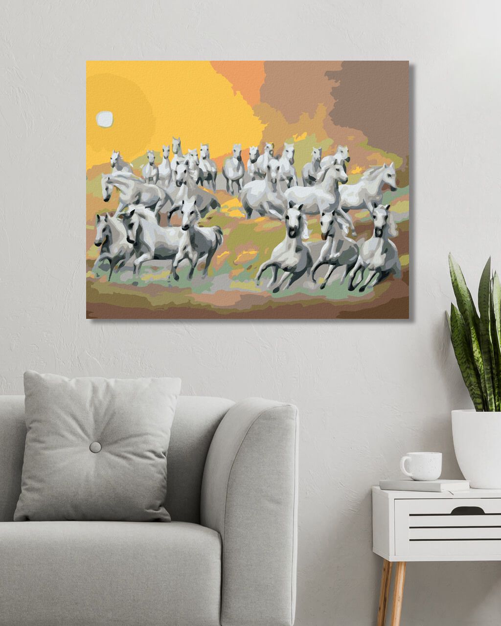 zuty Malování podle čísel - BÍLÉ KONĚ V MRACÍCH A SLUNCE (D. RUSTY RUST) - Rozměr: 40x50 cm, Rámování: Varianta: bez rámu a bez vypnutí plátna - obrázek 9