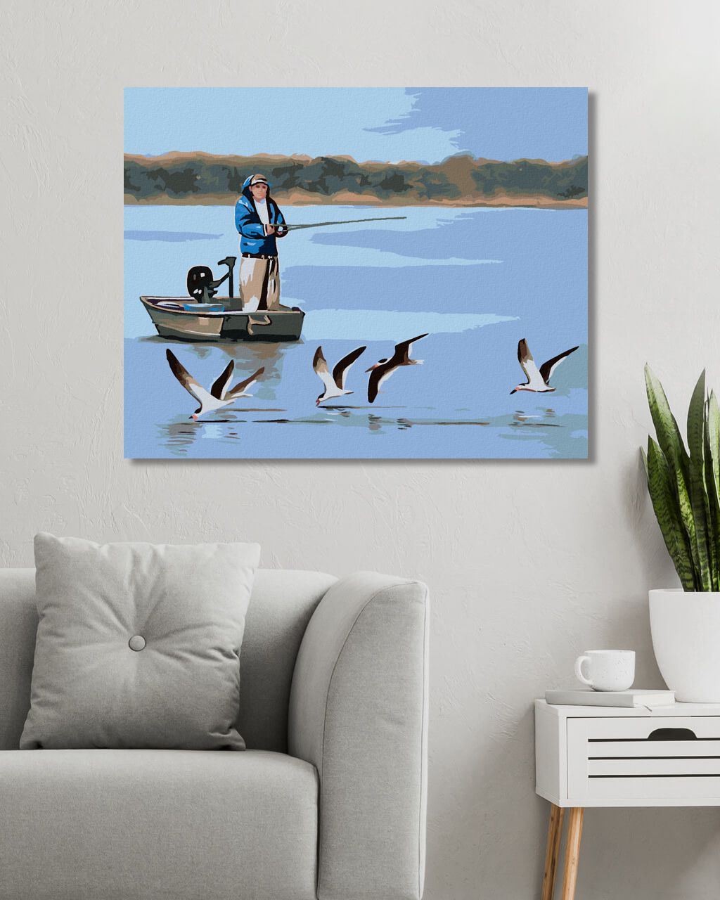 zuty Malování podle čísel - MUŽ RYBAŘÍCÍ NA LODI A RACKOVÉ (D. RUSTY RUST) - Rozměr: 40x50 cm, Rámování: Varianta: vypnuté plátno na rám - obrázek 10