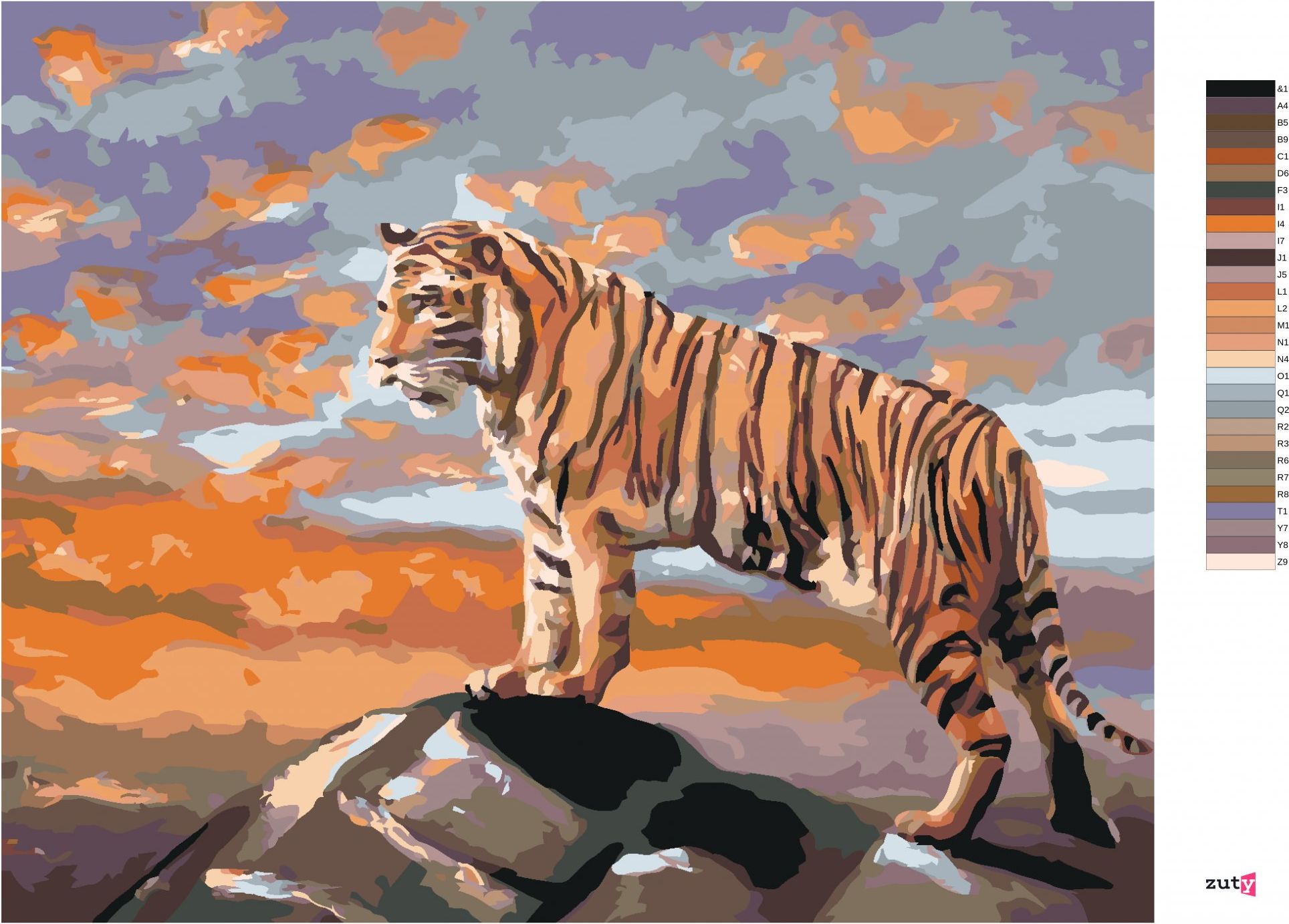 zuty Malování podle čísel - TYGR NA SKÁLE (D. RUSTY RUST) - Rozměr: 40x50 cm, Rámování: Varianta: vypnuté plátno na rám - obrázek 5