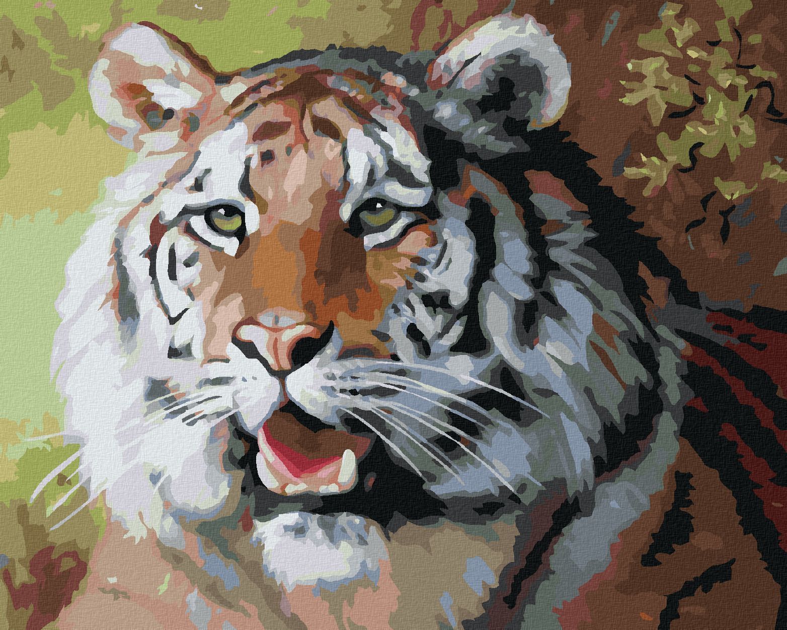zuty Malování podle čísel - TYGR S OTEVŘENOU TLAMOU PORTRÉT (D. RUSTY RUST) - Rozměr: 40x50 cm, Rámování: Varianta: bez rámu a bez vypnutí plátna - obrázek 1