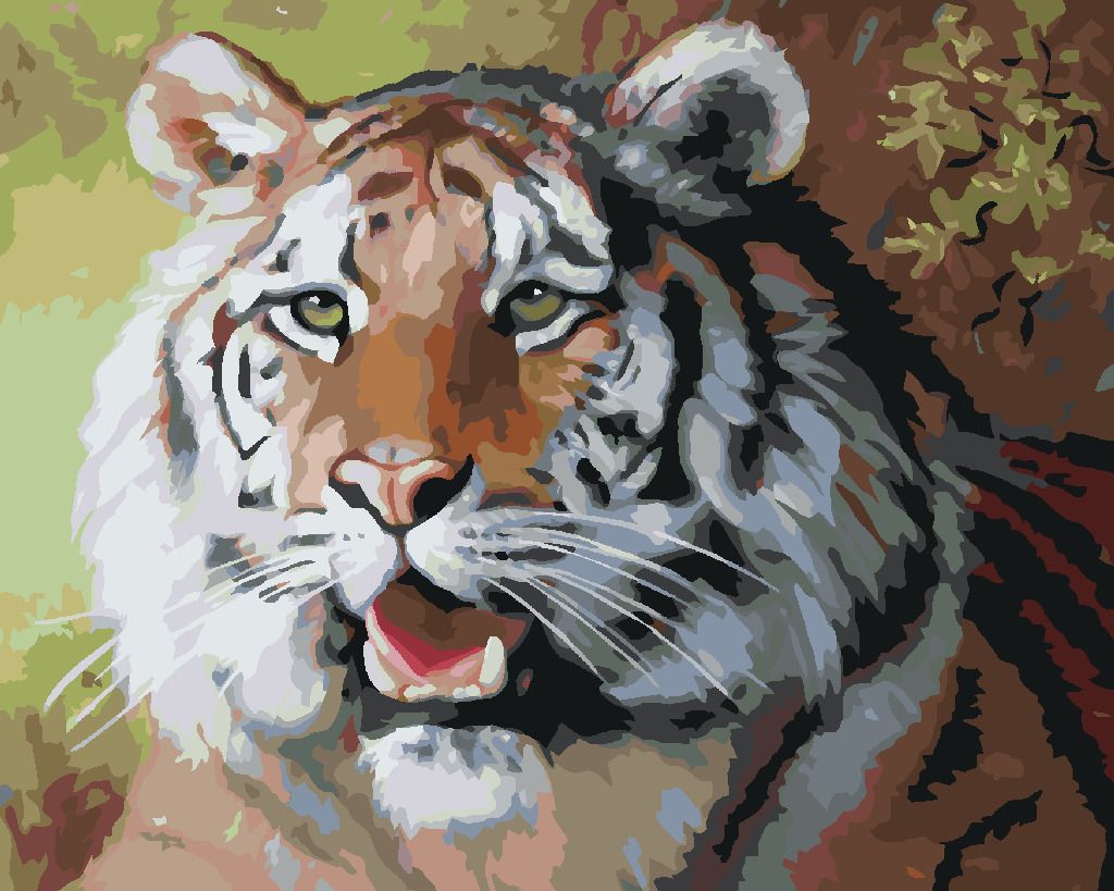 zuty Malování podle čísel - TYGR S OTEVŘENOU TLAMOU PORTRÉT (D. RUSTY RUST) - Rozměr: 40x50 cm, Rámování: Varianta: vypnuté plátno na rám - obrázek 8