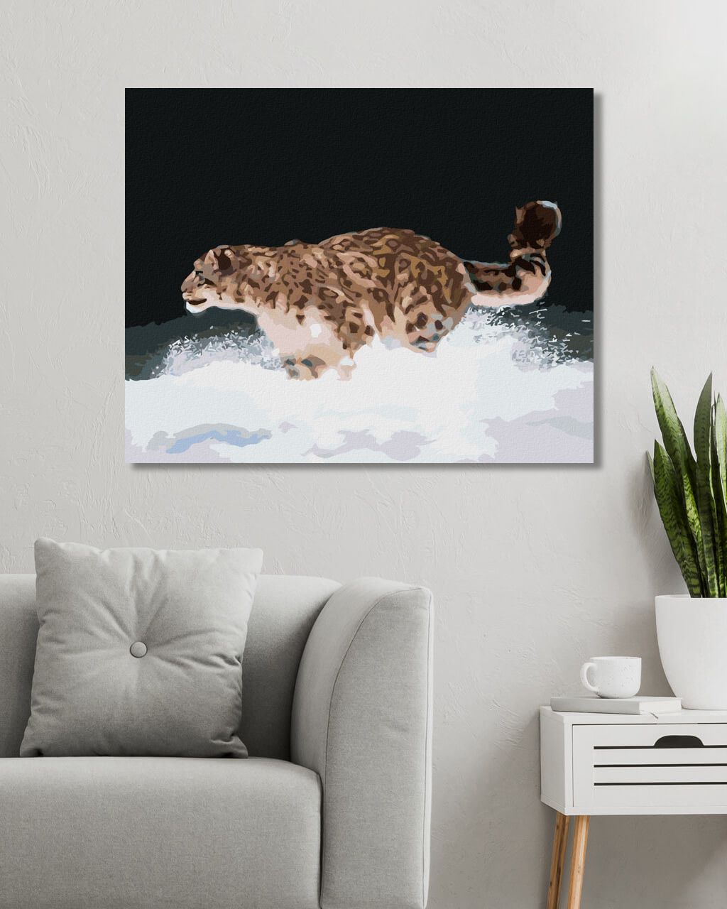 zuty Malování podle čísel - SNĚŽNÝ LEOPARD V BĚHU VE SNĚHU (D. RUSTY RUST) - Rozměr: 40x50 cm, Rámování: Varianta: vypnuté plátno na rám - obrázek 8