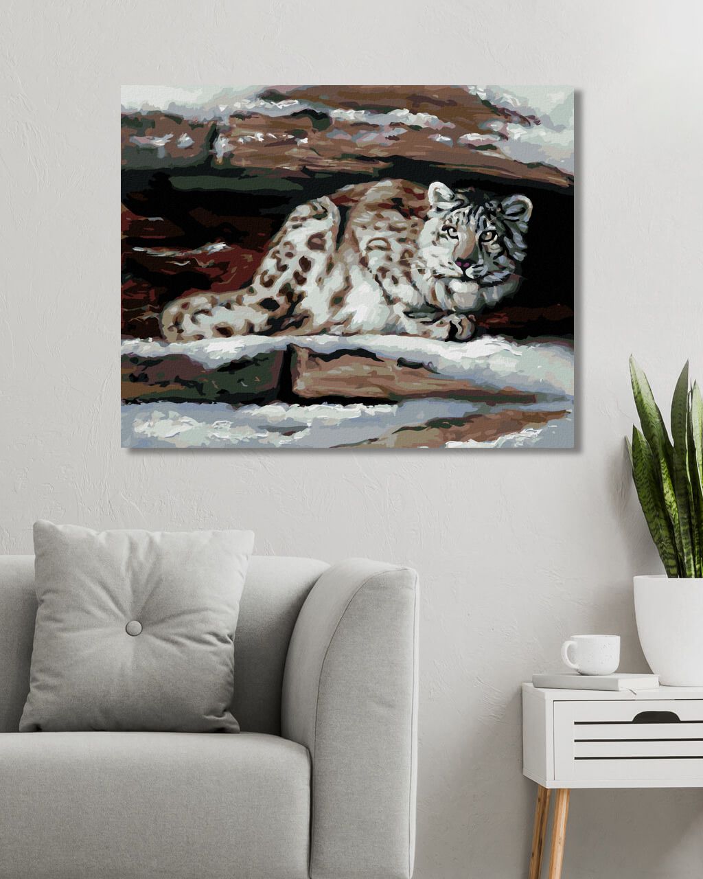 zuty Malování podle čísel - SNĚŽNÝ LEOPARD V ÚKRYTU (D. RUSTY RUST) - Rozměr: 40x50 cm, Rámování: Varianta: bez rámu a bez vypnutí plátna - obrázek 6
