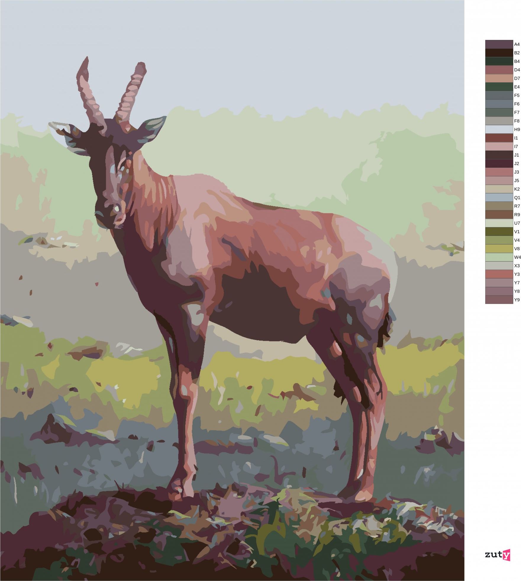 zuty Malování podle čísel - ANTILOPA V TRÁVĚ (D. RUSTY RUST) - Rozměr: 40x50 cm, Rámování: Varianta: vypnuté plátno na rám - obrázek 3