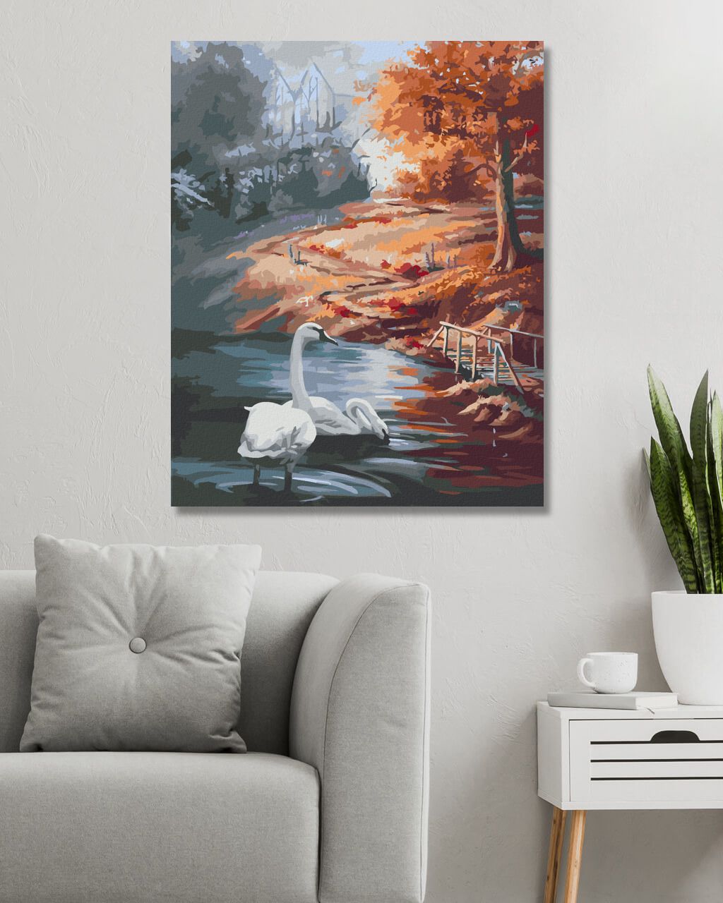 zuty Malování podle čísel - LABUTĚ A PODZIM (D. RUSTY RUST) - Rozměr: 40x50 cm, Rámování: Varianta: vypnuté plátno na rám - obrázek 8