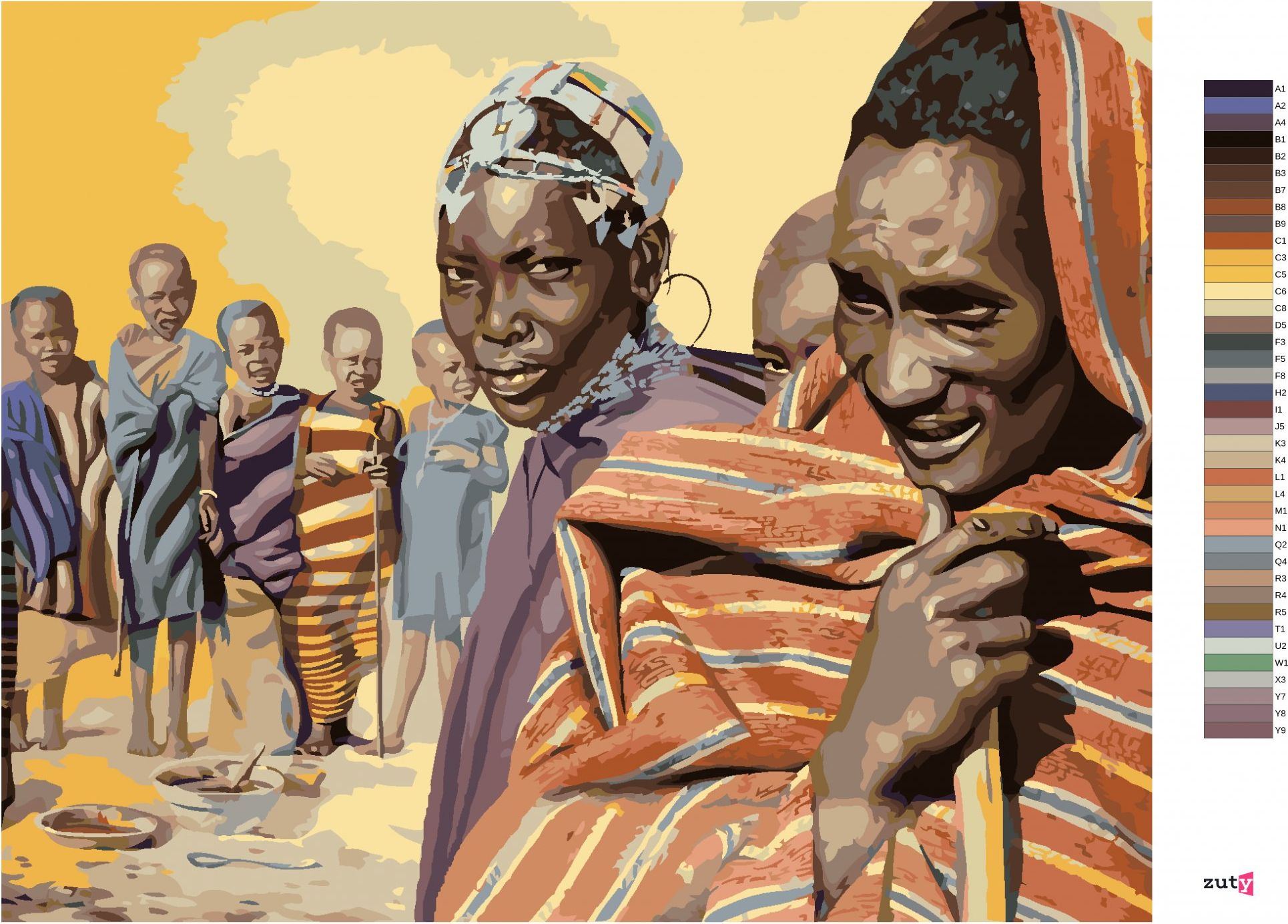 zuty Malování podle čísel - AFRIKA DOMORODCI (D. RUSTY RUST) - Rozměr: 40x50 cm, Rámování: Varianta: bez rámu a bez vypnutí plátna - obrázek 9