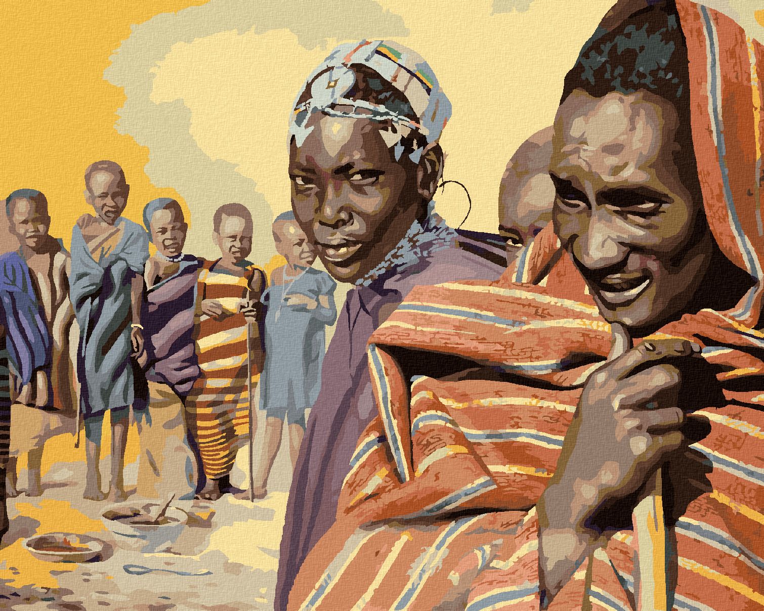 zuty Malování podle čísel - AFRIKA DOMORODCI (D. RUSTY RUST) - Rozměr: 40x50 cm, Rámování: Varianta: vypnuté plátno na rám - obrázek 1