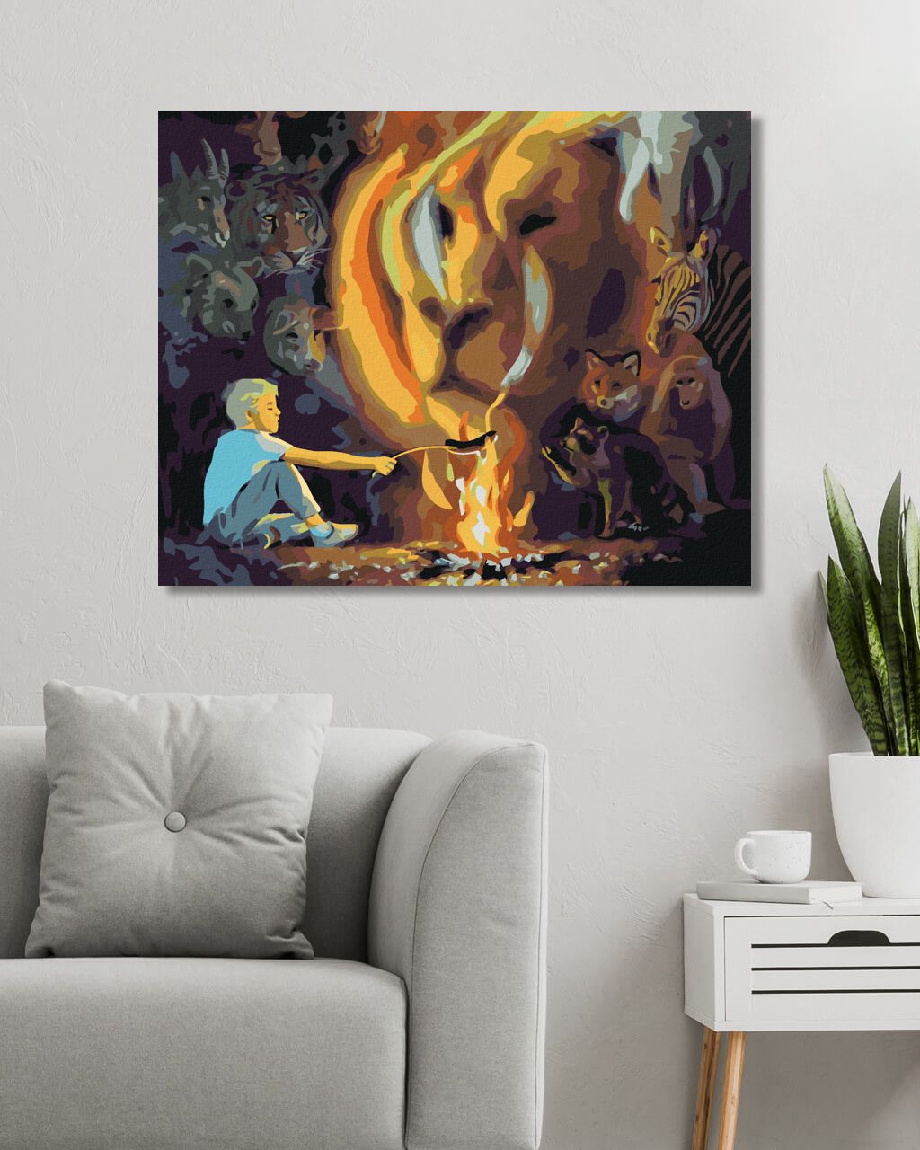 zuty Malování podle čísel - CHLAPEC U OHNĚ A LEV V KOUŘI (D. RUSTY RUST) - Rozměr: 40x50 cm, Rámování: Varianta: bez rámu a bez vypnutí plátna - obrázek 6