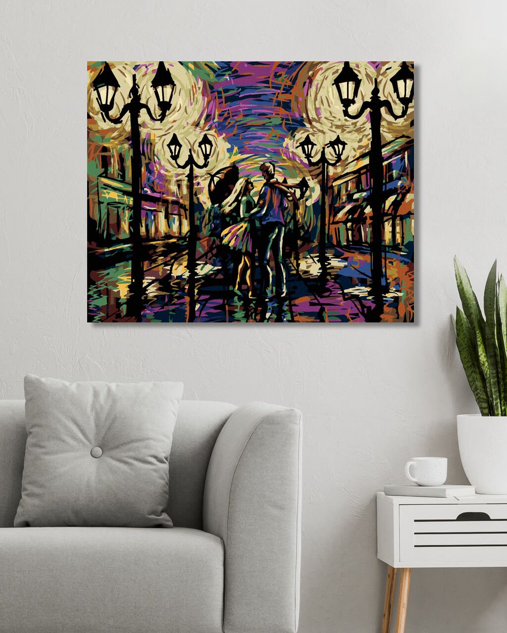 zuty Malování podle čísel - ZAMILOVANÝ PÁR POD DEŠTNÍKEM - Rozměr: 40x50 cm, Rámování: Varianta: bez rámu a bez vypnutí plátna - obrázek 3