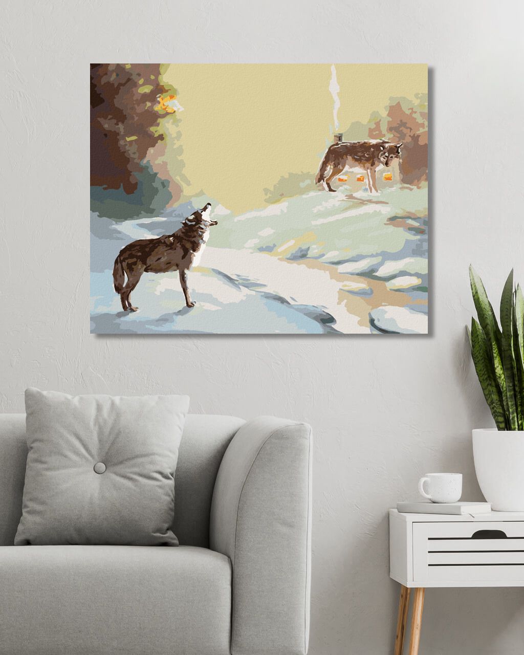 zuty Malování podle čísel - VYJÍCÍ VLK A ŘEKA (D. RUSTY RUST) - Rozměr: 40x50 cm, Rámování: Varianta: vypnuté plátno na rám - obrázek 4