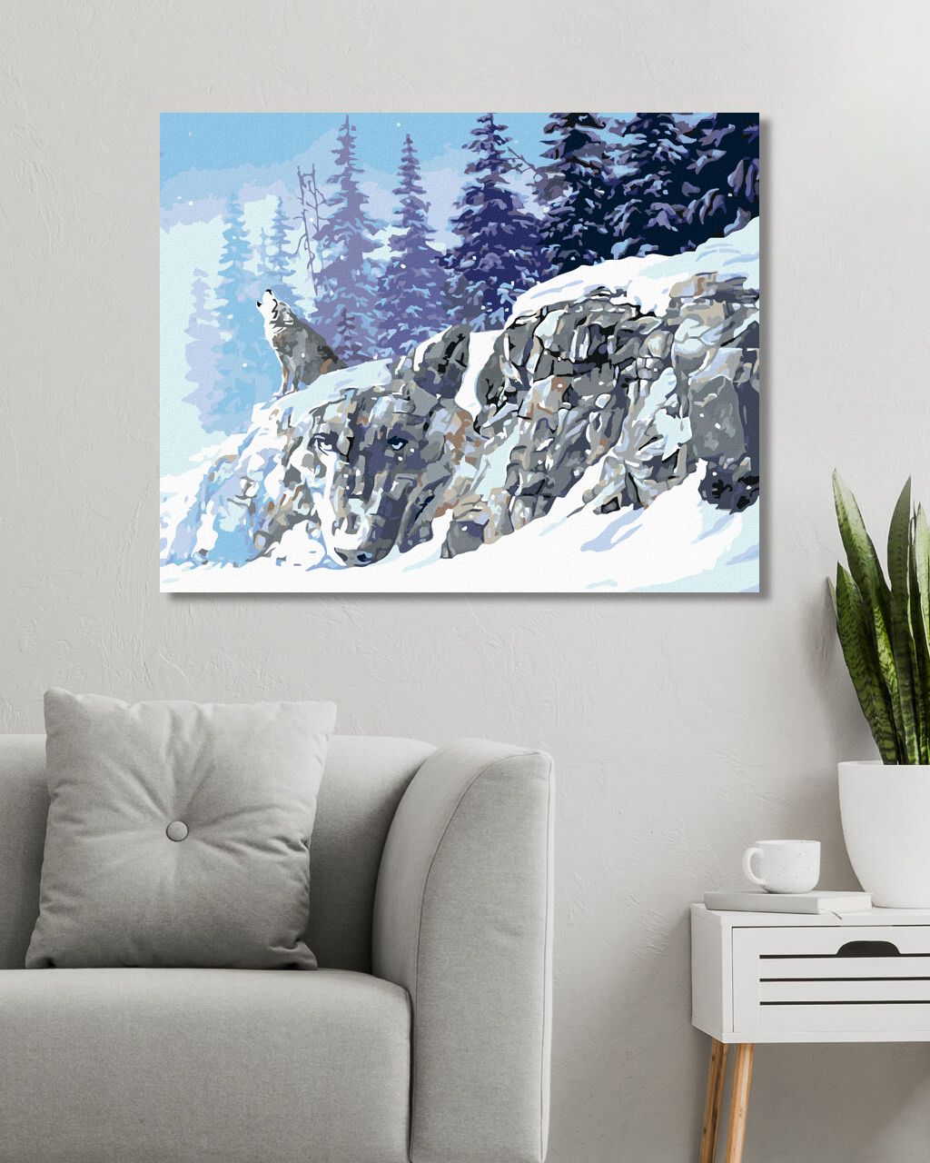 zuty Malování podle čísel - VLK VYJÍCÍ V ZIMĚ (D. RUSTY RUST) - Rozměr: 40x50 cm, Rámování: Varianta: bez rámu a bez vypnutí plátna - obrázek 6