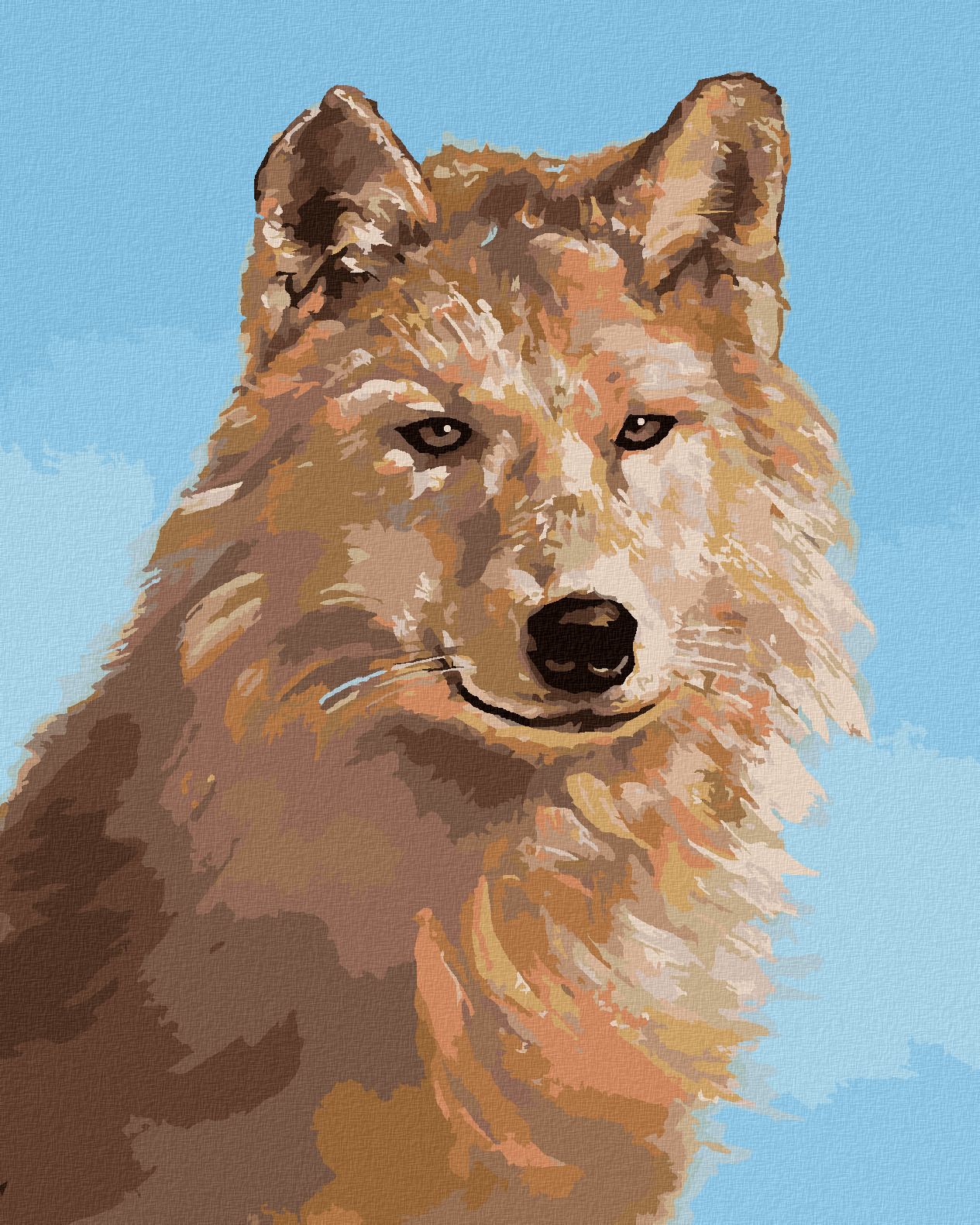 zuty Malování podle čísel - VLK PORTRÉT III (D. RUSTY RUST) - Rozměr: 40x50 cm, Rámování: Varianta: vypnuté plátno na rám - obrázek 1