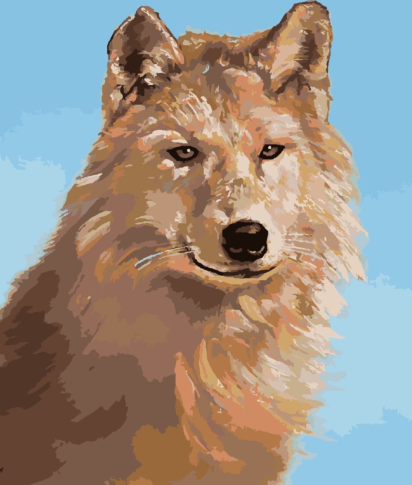 zuty Malování podle čísel - VLK PORTRÉT III (D. RUSTY RUST) - Rozměr: 40x50 cm, Rámování: Varianta: vypnuté plátno na rám - obrázek 3