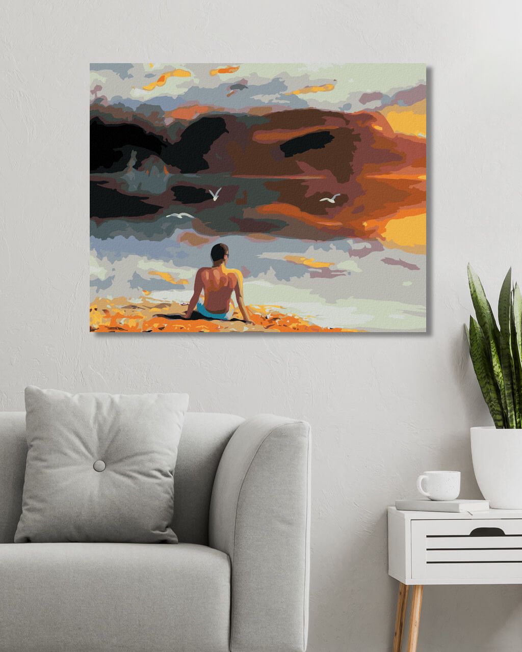 zuty Malování podle čísel - MUŽ A ZÁPAD SLUNCE U VODY (D. RUSTY RUST) - Rozměr: 40x50 cm, Rámování: Varianta: vypnuté plátno na rám - obrázek 7