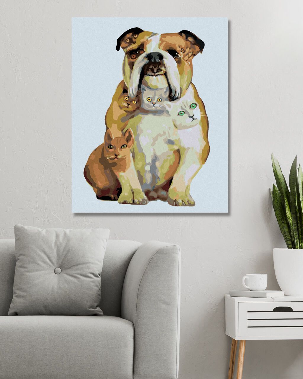 zuty Malování podle čísel - ANGLICKÝ BULDOK A KOČKY (D. RUSTY RUST) - Rozměr: 40x50 cm, Rámování: Varianta: bez rámu a bez vypnutí plátna - obrázek 8