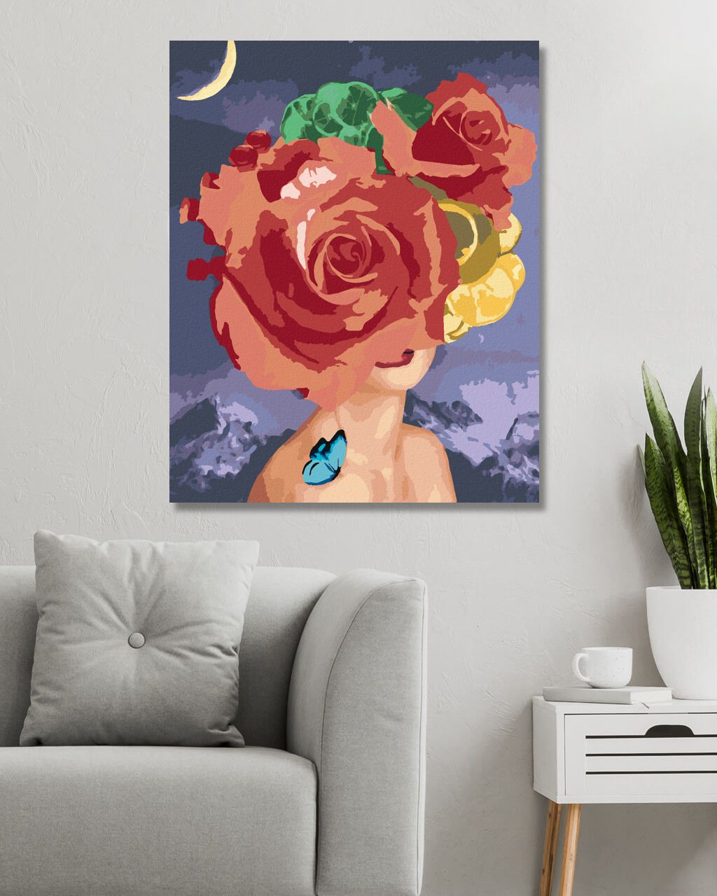 zuty Malování podle čísel - ŽENA S VELKOU KVĚTINOU - Rozměr: 40x50 cm, Rámování: Varianta: bez rámu a bez vypnutí plátna - obrázek 5