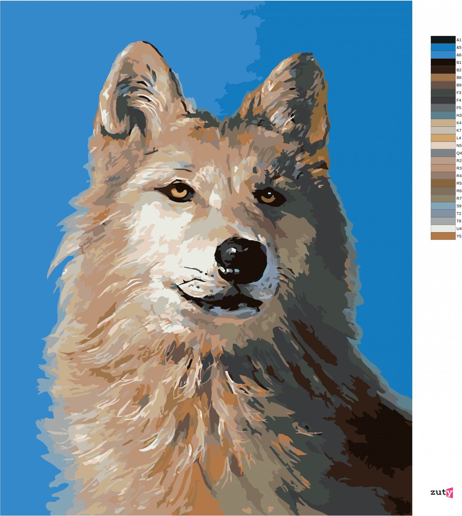 zuty Malování podle čísel - VLK PORTRÉT I (D. RUSTY RUST) - Rozměr: 40x50 cm, Rámování: Varianta: bez rámu a bez vypnutí plátna - obrázek 3