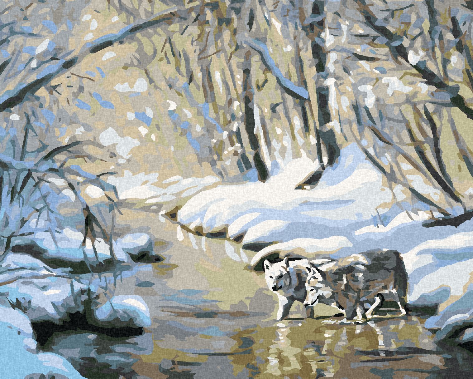zuty Malování podle čísel - VLCI V ŘECE (D. RUSTY RUST) - Rozměr: 40x50 cm, Rámování: Varianta: vypnuté plátno na rám - obrázek 1