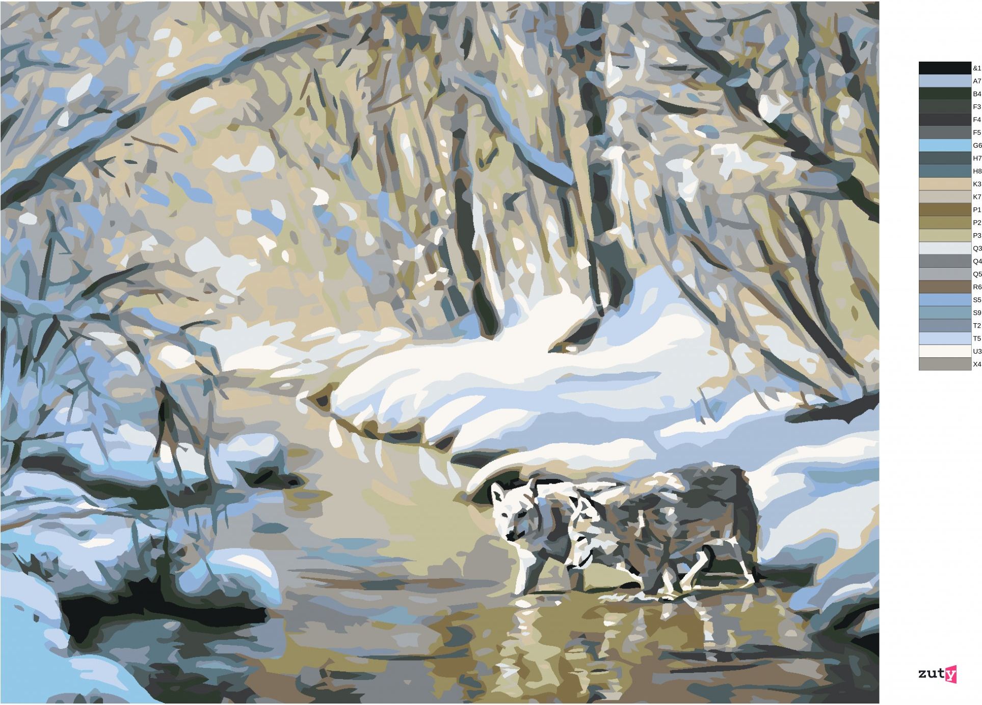 zuty Malování podle čísel - VLCI V ŘECE (D. RUSTY RUST) - Rozměr: 40x50 cm, Rámování: Varianta: vypnuté plátno na rám - obrázek 9