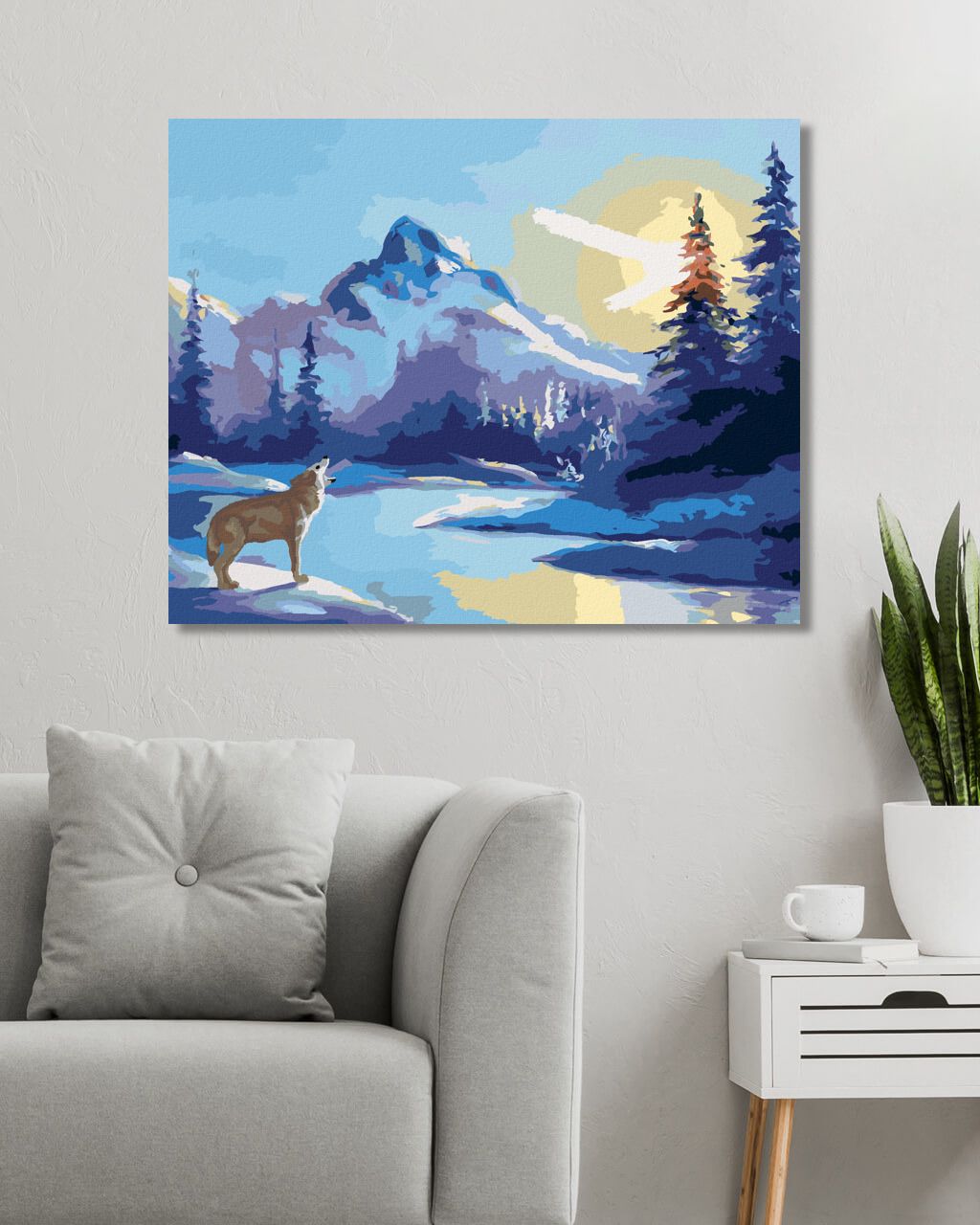 zuty Malování podle čísel - VYJÍCÍ VLK, SLUNCE A HORY (D. RUSTY RUST) - Rozměr: 40x50 cm, Rámování: Varianta: bez rámu a bez vypnutí plátna - obrázek 7