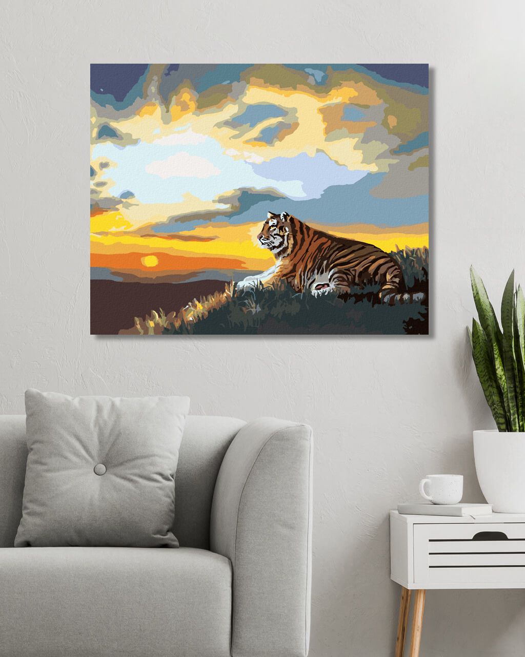 zuty Malování podle čísel - TYGR A ZÁPAD SLUNCE (D. RUSTY RUST) - Rozměr: 40x50 cm, Rámování: Varianta: vypnuté plátno na rám - obrázek 7