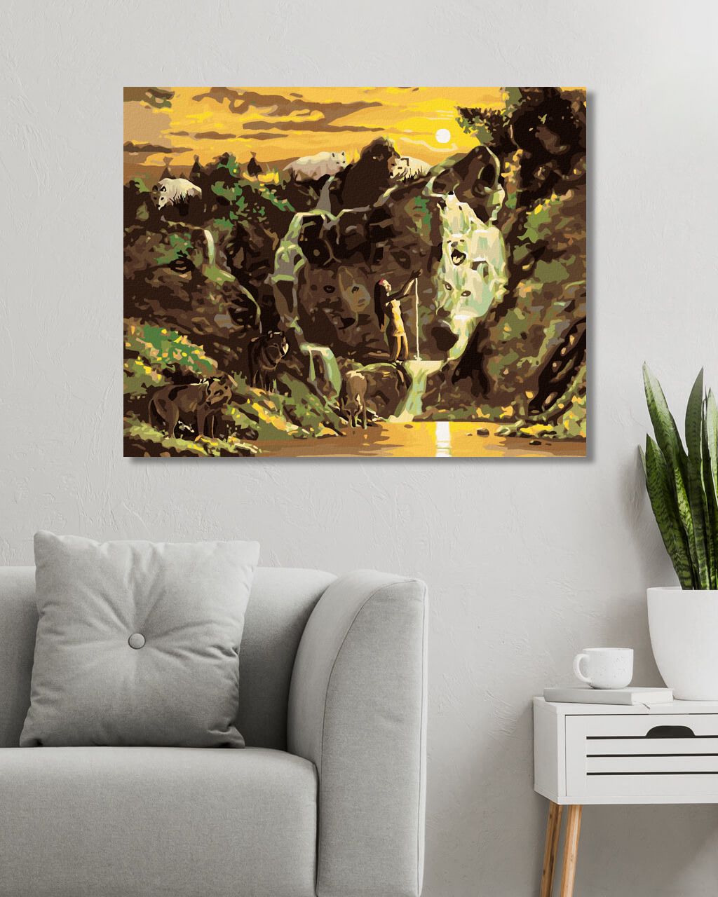zuty Malování podle čísel - VODOPÁD A VLK (D. RUSTY RUST) - Rozměr: 40x50 cm, Rámování: Varianta: vypnuté plátno na rám - obrázek 7