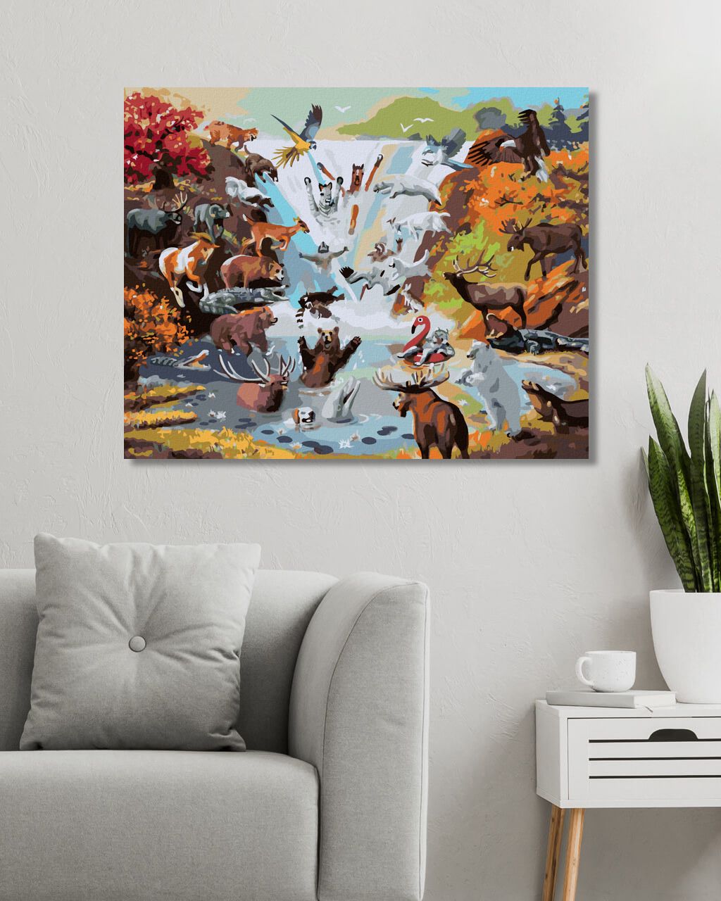 zuty Malování podle čísel - VODOPÁD A ZVÍŘATA (D. RUSTY RUST) - Rozměr: 40x50 cm, Rámování: Varianta: bez rámu a bez vypnutí plátna - obrázek 6