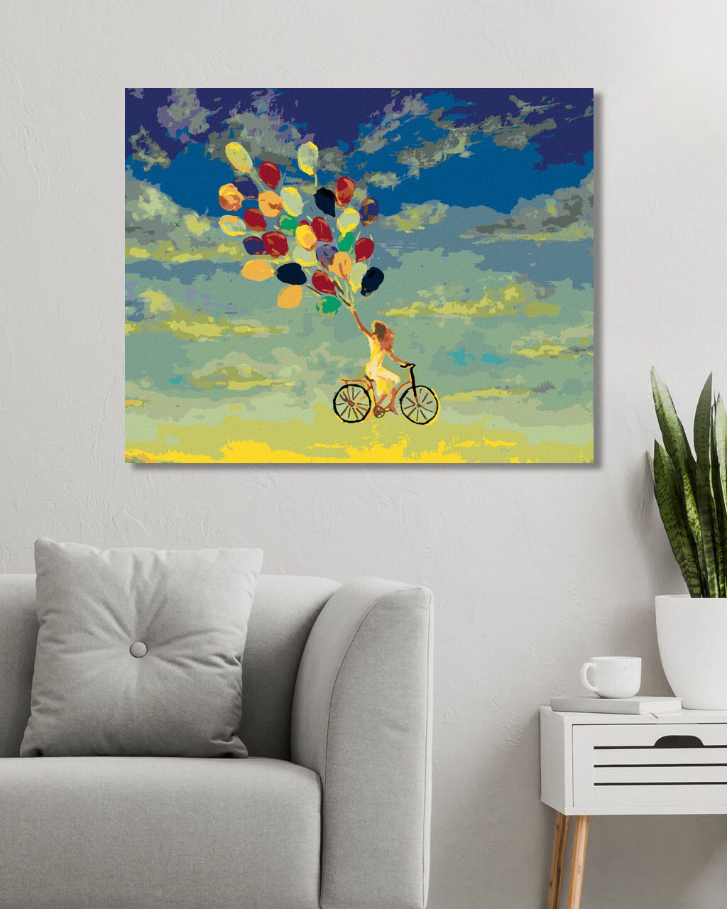 zuty Malování podle čísel - ŽENA NA KOLE S BALÓNKY - Rozměr: 40x50 cm, Rámování: Varianta: vypnuté plátno na rám - obrázek 7