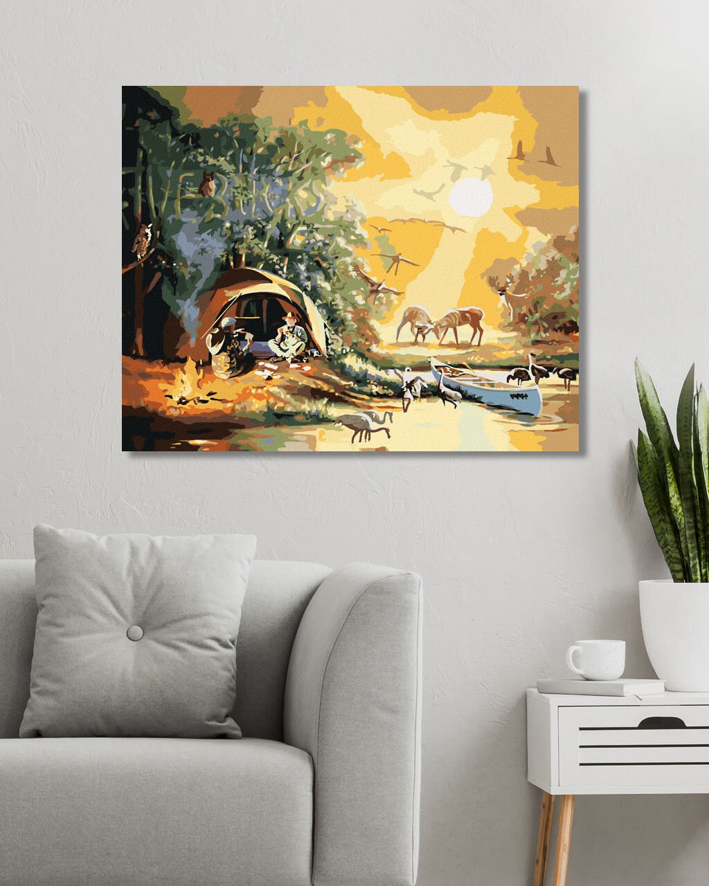 zuty Malování podle čísel - KEMPOVÁNÍ U JEZERA (D. RUSTY RUST) - Rozměr: 40x50 cm, Rámování: Varianta: vypnuté plátno na rám - obrázek 6