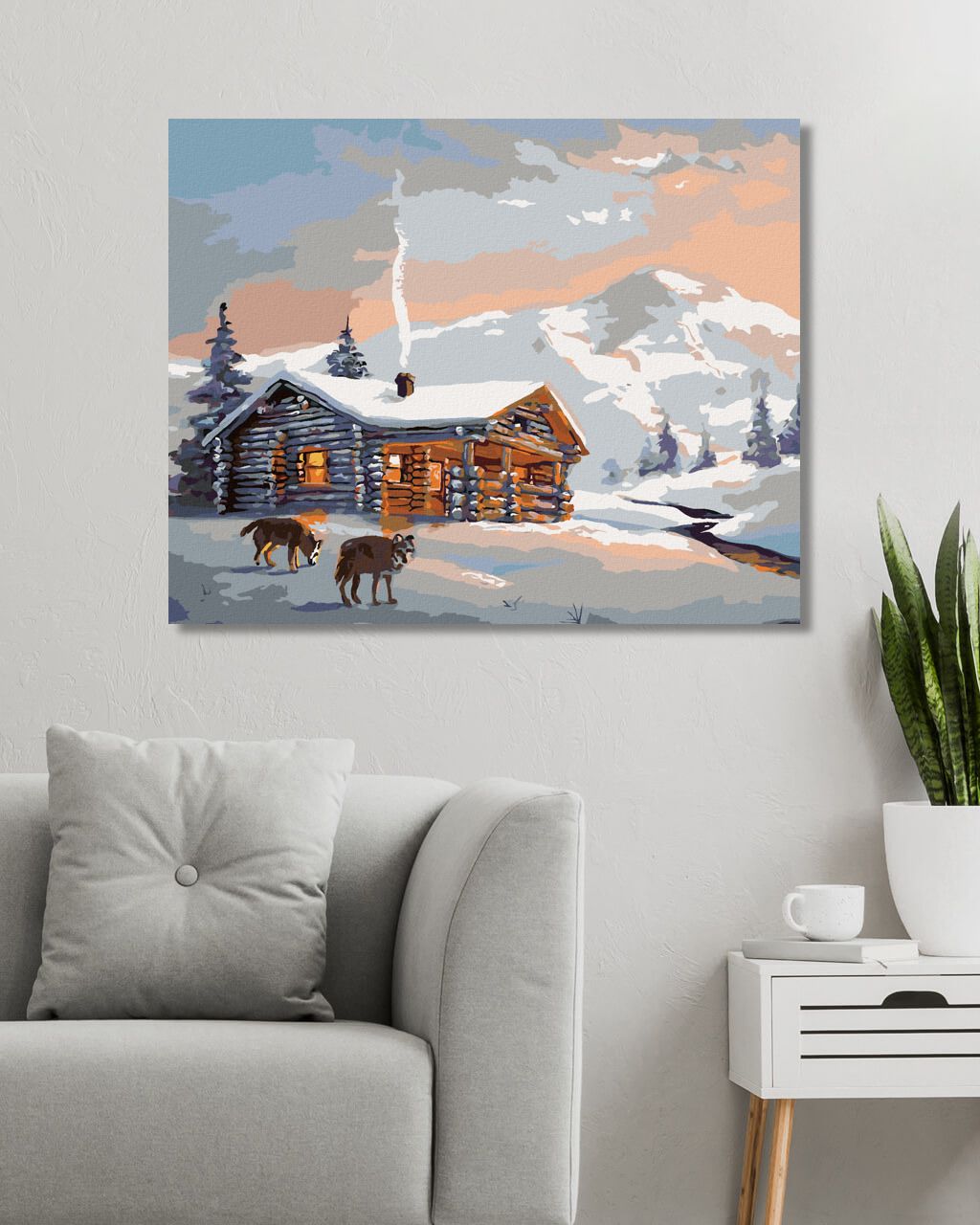 zuty Malování podle čísel - VLCI A CHATA V ZIMĚ (D. RUSTY RUST) - Rozměr: 40x50 cm, Rámování: Varianta: bez rámu a bez vypnutí plátna - obrázek 6