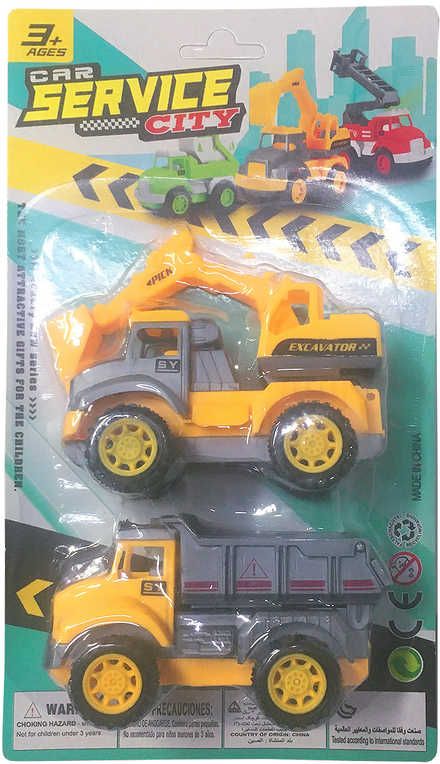 Dudlu Auto stavební stroj set 2ks žluto-šedé 2 barvy plast na kartě - obrázek 2