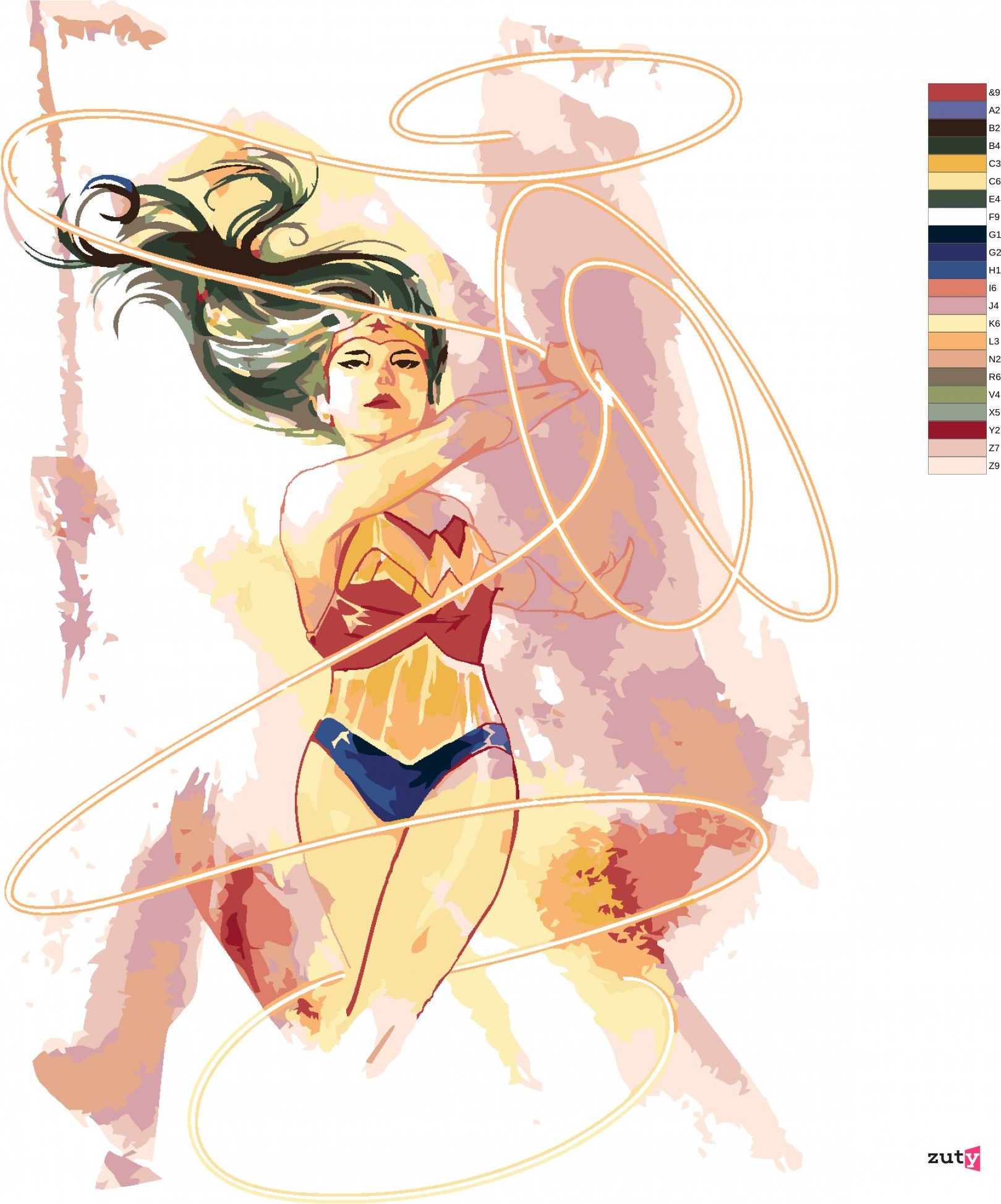 zuty Malování podle čísel - MALOVANÁ WONDER WOMAN IV - Rozměr: 40x50 cm, Rámování: Varianta: bez rámu a bez vypnutí plátna - obrázek 2