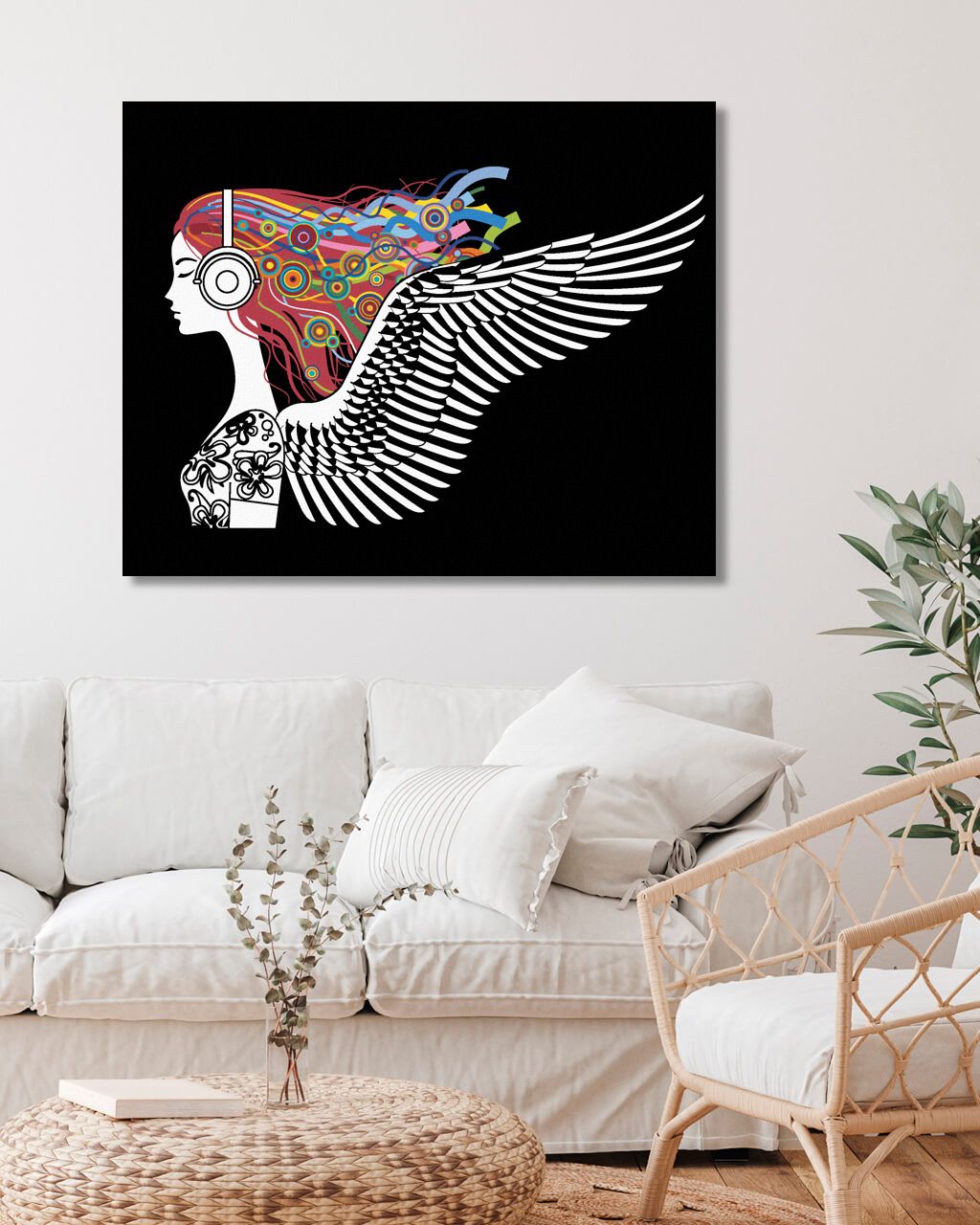 zuty Malování podle čísel - ŽENA S BAREVNÝMI VLASY A KŘÍDLY - Rozměr: 40x50 cm, Rámování: Varianta: bez rámu a bez vypnutí plátna - obrázek 9