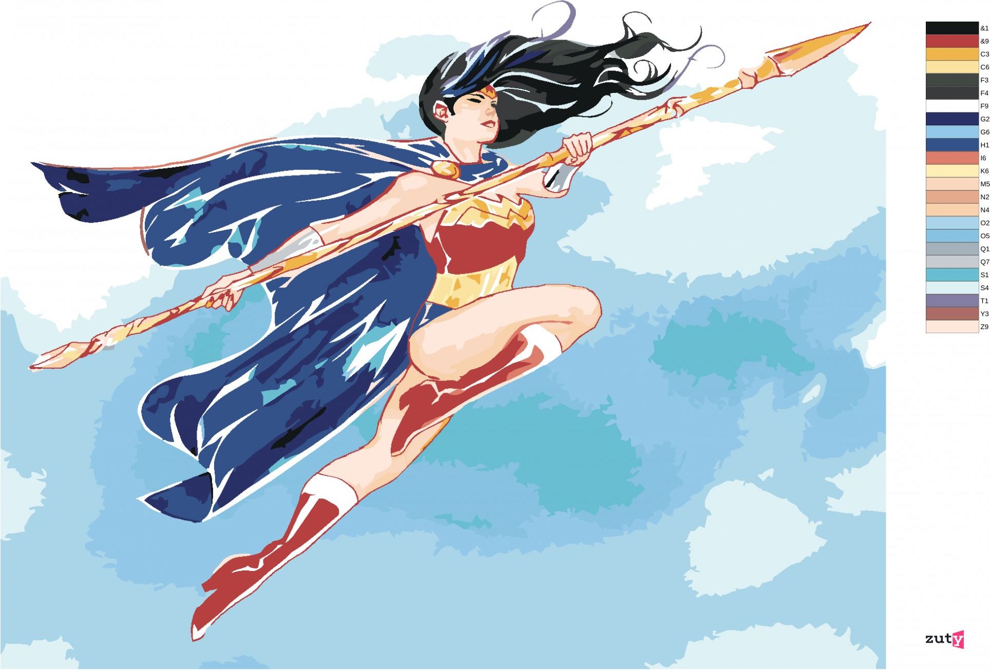 zuty Malování podle čísel - MALOVANÁ WONDER WOMAN III - Rozměr: 40x50 cm, Rámování: Varianta: bez rámu a bez vypnutí plátna - obrázek 7