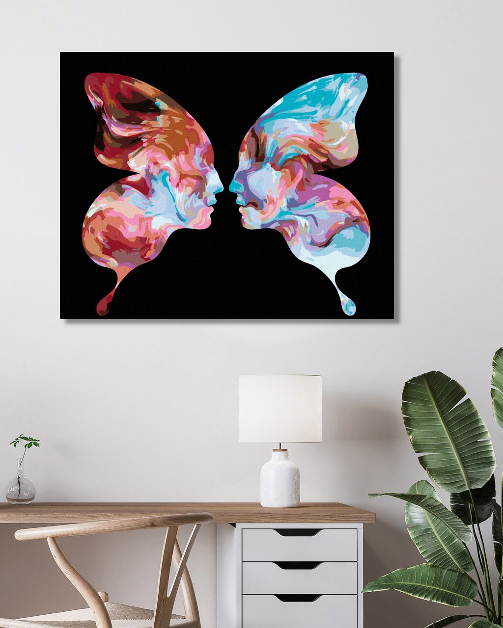 zuty Malování podle čísel - MOTÝL JAKO 2 LIDSKÉ OBLIČEJE - Rozměr: 40x50 cm, Rámování: Varianta: bez rámu a bez vypnutí plátna - obrázek 7